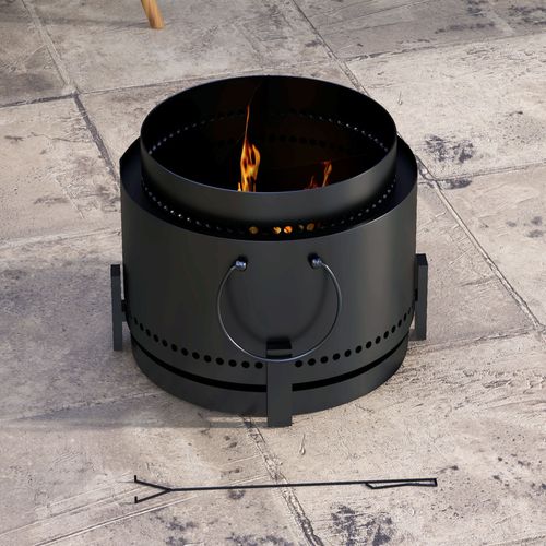 Chic Black 37cm Smokeless Wood Burning Firepit Metal Fire Pit, Black