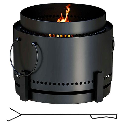 Chic Black 37cm Smokeless Wood Burning Firepit Metal Fire Pit, Black