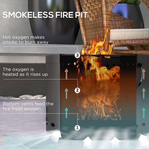 The Cauldron 38cm Smokeless Wood Burning Firepit Metal Fire Pit, Dark Grey