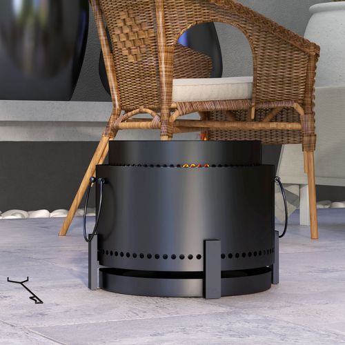 Chic Black 37cm Smokeless Wood Burning Firepit Metal Fire Pit, Black