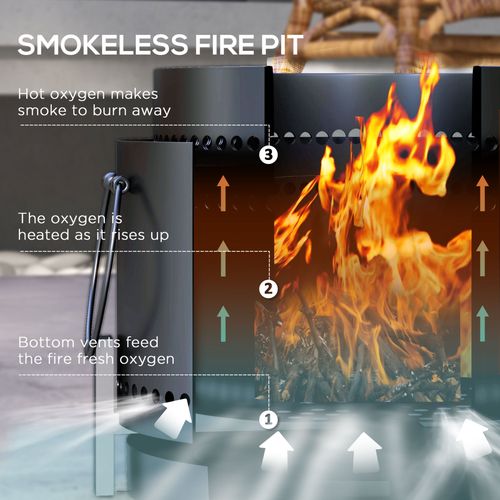 Chic Black 37cm Smokeless Wood Burning Firepit Metal Fire Pit, Black