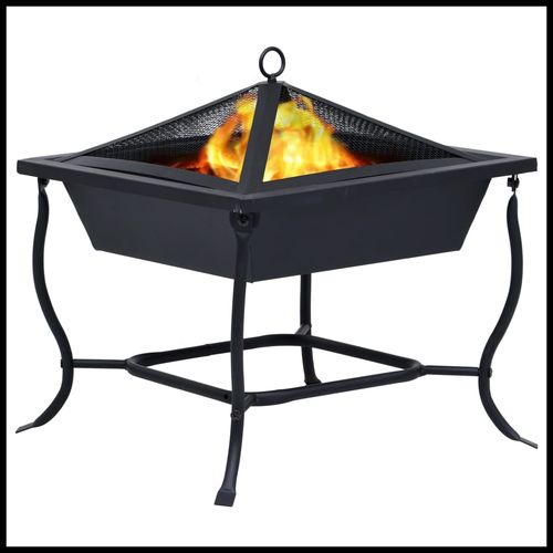 The Classic Square Fire Pit Black 42x42x45 cm Steel