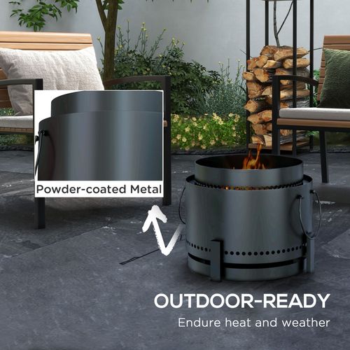 Chic Black 37cm Smokeless Wood Burning Firepit Metal Fire Pit, Black