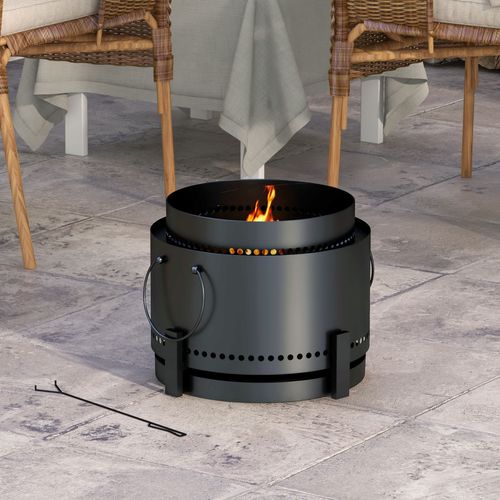 Chic Black 37cm Smokeless Wood Burning Firepit Metal Fire Pit, Black