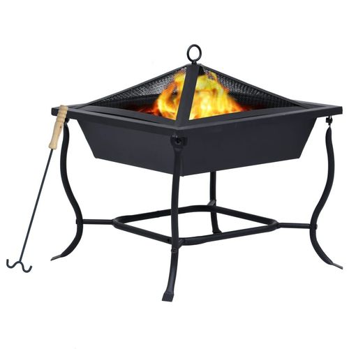 The Classic Square Fire Pit Black 42x42x45 cm Steel